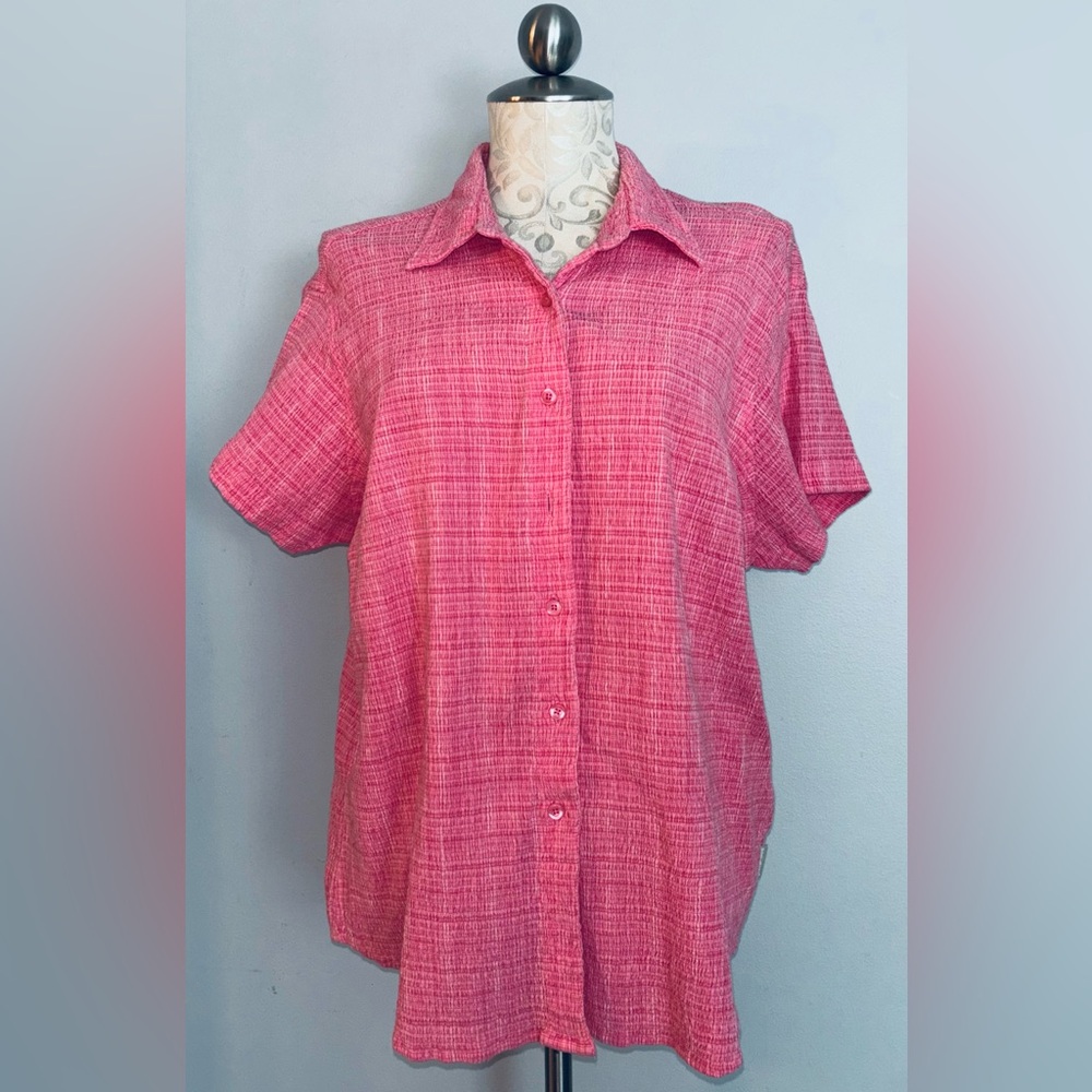 WOOLRICH Short Sleeve Button Down Textured Top Size XXL.   #47